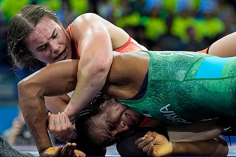 Linda Morais and Blessing Oborududu  compete in women's freestyle 68kg category
